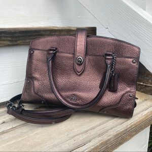 Coach Mercer Metallic Leather Crossbody Satchel